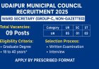 Udaipur Municipal Council Recruitment 2025: Apply for 9 Ward Secretary Posts (Group-C, Non-Gazetted)